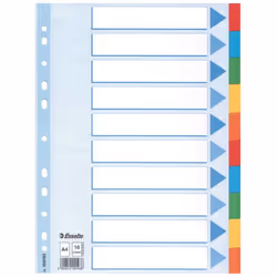 Esselte Multicoloured Card Divider, Multicolore, A4, 225 mm, 3 mm, 297 mm, 125 g