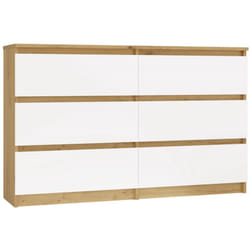 Milan – Comò largo per camera da letto con 6 cassetti – 30x120x77 cm – Mobile contenitore – Artigianale e bianco