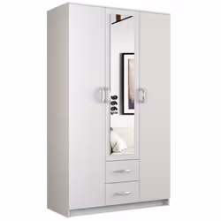 Topeshop ROMANA 120 BIEL, Bianco, Guardaroba, 6 ripiani, 3 porta/porte, Bianco, Truciolato