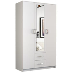 Topeshop ROMANA 120 BIEL armadio/guardaroba per camera da letto 6 ripiani 3 porta/porte Bianco