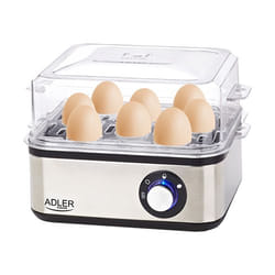 Adler AD 4486 Pentolino per uova 8 uovo/uova 800 W Nero, Acciaio satinato, Trasparente