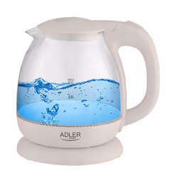 Adler AD 1283C, 1 L, 900 W, Crema, Vetro, Indicatore del livello dell'acqua, Senza filo