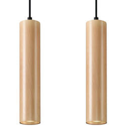 Sollux - Lampada a sospensione Lino legno naturale 30x90x6cm