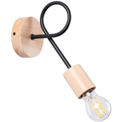 Lampada da parete Ember nero/legno naturale 10x24x19cm Sollux