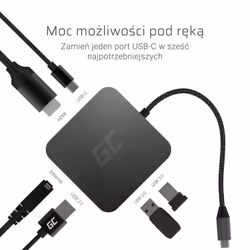 Green Cell AK61 replicatore di porte e docking station per laptop USB 3.2 Gen 1 (3.1 Gen 1) Type-C Argento - Vista aggiuntiva 2