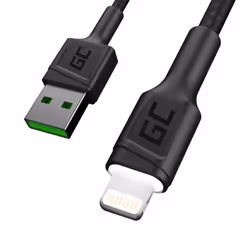 Green Cell KABGC05, 1,2 m, Lightning, USB A, Maschio, Maschio, Nero
