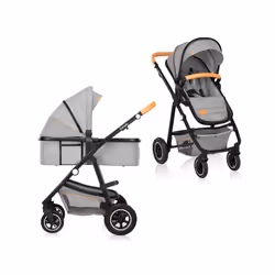 Lionelo Amber, Velo per culla, Passeggino all-terrain, Qualsiasi tipo, Ruote gonfiabili, Ripiegabile, Grigio