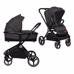 Lionelo Mika, Velo per culla, Passeggino all-terrain, Qualsiasi tipo, Ruote solide, Ripiegabile, Nero, Grigio scuro
