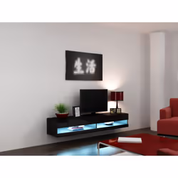 Cama RTVVIGO180N c/c, Nero, Truciolato, Nero, Truciolato, 2 ripiani, Laminato