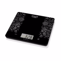 Adler AD 3171, Bilancia da cucina elettronica, 10 kg, 1 g, Nero, Vetro, Rettangolo