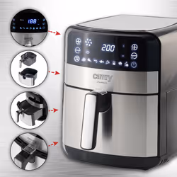 Camry Premium CR 6311 friggitrice Singolo 5 L Indipendente 2500 W Friggitrice ad aria calda Nero, Acciaio inox