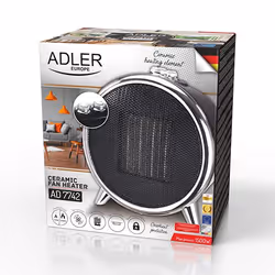 Adler AD 7742 stufetta elettrica Interno Nero, Argento 1500 W Riscaldatore ambiente elettrico con ventilatore - Vista aggiuntiva 8
