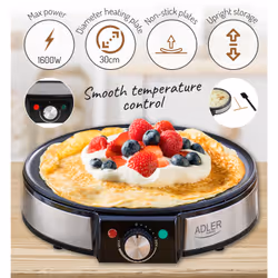 Adler AD 3058 crepiera 1 crepe 1600 W Nero, Acciaio inox - Vista aggiuntiva 7
