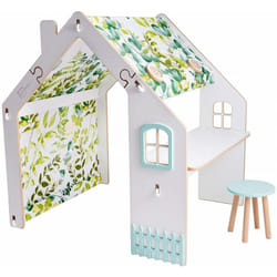 Habitat Et Jardin - Casetta per bambini in legno Bianelli con scrivania - 114 x 93 x 120 cm - Bianca/ Verde