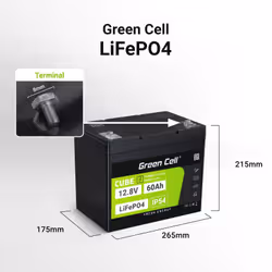 Green Cell LFPGC12V60AH batteria UPS Litio Ferro Fosfato (LiFePo4) 12,8 V 60 Ah - Vista aggiuntiva 2