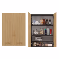 Topeshop POLA MINI DD ANT/ART, Grafite, Quercia, Montabile a parete, 4 ripiani, 2 porta/porte, Truciolato, Opaco