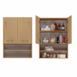 Topeshop POLA MINI DK ARTISAN, Quercia, Montabile a parete, 4 ripiani, 2 porta/porte, Truciolato, Opaco