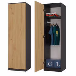 Topeshop SD-50 ANT/ART KPL, Guardaroba, 5 ripiani, 1 porta/porte, Quercia, Truciolato, Truciolato
