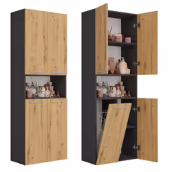 Topeshop NEL 1K DK ANT/ART KP, Grafite, Quercia, Indipendente, 5 ripiani, 4 porta/porte, Truciolato, Opaco
