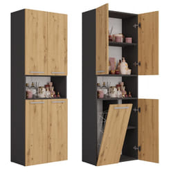 Topeshop NEL 1K DK ANT/ART KP armadietto di conservazione per bagno Grafite, Quercia