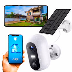 Extralink Telecamera per esterni con pannello solare Smart Life SolarEye senza fili, Full HD 1080p, Wi-Fi, batteria da 5200mA ...