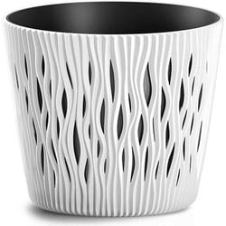 Prosperplast - Fioriera Vaso Decorativo Design Moderno Fiori Piante Casa Esterno 16cm Bianco