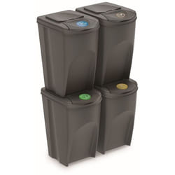 Prosperplast - Gioco di 4 cubi di riciclaggio 140L Plastica Sortibox in colore grigio
