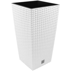 Prosperplast - Vaso di fiori quadrato alto 19 l Rato in plastica con serbatoio in colore bianco, 45 (altezza) x 24 (lunghezza) x 24 (profondità) cm