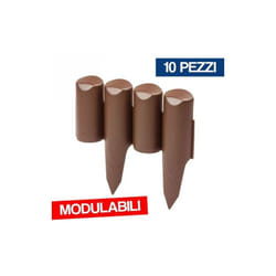Staccionata steccato bordura recinzione in resina aiuole giardino 10 pz 51368