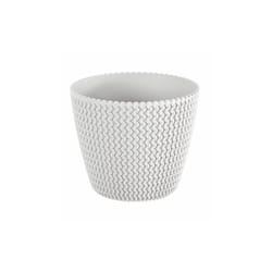 Prosperplast - Vaso di fiori rotondo 8L Splofy in plastica in colore bianco, Ø25,9 x 22 cm