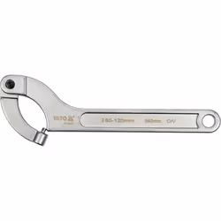 Yato YT-01678, Chiave inglese a gancio, Cromo, Acciaio al cromo vanadio, A gomito, 80,90,100,115,120 mm, 340 mm