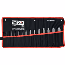 Yato YT-3591, Set di punzonatura, Acciaio al carbonio, Pelle, Argento, 15 pz