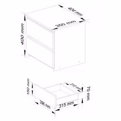 AKORD Furniture Factory OP0LCL2ARTBIA comodino 2 cassetto/cassetti