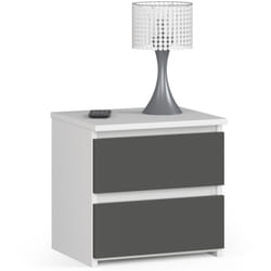 Akord - Comodino CL2 Bianca 40 cm 2 cassetti inserto frontale Grigio Grafite 40x35x40 cm
