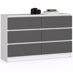 AKORD Furniture Factory OP0LK-120SZ6BIASZA, Bianco, 6 cassetto/cassetti, Opaco, 16 mm, 51 cm, 400 mm