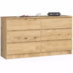 AKORD Furniture Factory OP0LK-140SZ6-ART, Quercia, 6 cassetto/cassetti, Opaco, 16 mm, 60 cm, 400 mm