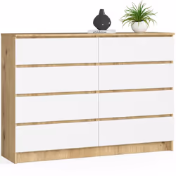 AKORD Furniture Factory OP0LK-140SZ8-ARTBIA, Bianco, Quercia, 8 cassetto/cassetti, Opaco, 16 mm, 60 cm, 400 mm