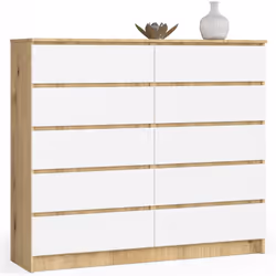 AKORD Furniture Factory KOM-140SZ10-ARTBIA, Bianco, Quercia, 10 cassetto/cassetti, Opaco, 16 mm, 60 cm, 400 mm