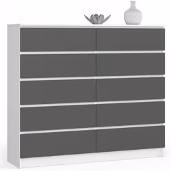 AKORD Furniture Factory KOM-140SZ10-BIASZA, Bianco, 10 cassetto/cassetti, Opaco, 16 mm, 60 cm, 400 mm
