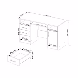 AKORD Furniture Factory IP0PANADABBIA003 scrivania per computer Bianco, Colore quercia
