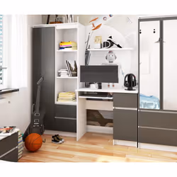 AKORD Furniture Factory IP0PBIUBIASZAPIKSPR scrivania per computer Bianco - Vista aggiuntiva 5
