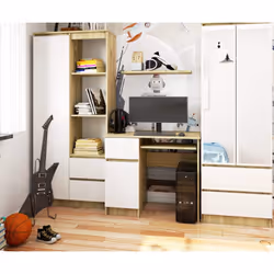AKORD Furniture Factory IP0PBIUABIPIKSLEW scrivania per computer Bianco, Colore quercia - Vista aggiuntiva 4