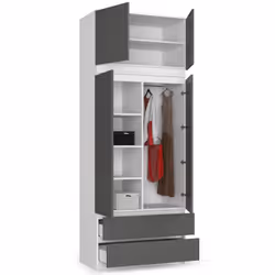 AKORD Furniture Factory SP0PSYSNADBIASZA010 armadio/guardaroba per camera da letto 2 ripiani 2 porta/porte Bianco - Vista aggiuntiva 6