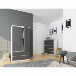 AKORD Furniture Factory SP0PSYSBIASZA010 armadio/guardaroba per camera da letto 4 ripiani 2 porta/porte Bianco - Vista aggiuntiva 5