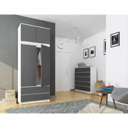 AKORD Furniture Factory SP0PSYSBIASZANADK armadio/guardaroba per camera da letto 6 ripiani 2 porta/porte Bianco - Vista aggiuntiva 5