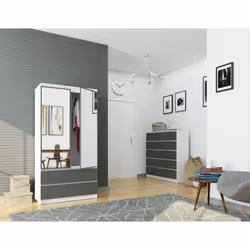 AKORD Furniture Factory SP0PSYSBIASZALUST armadio/guardaroba per camera da letto 4 ripiani 2 porta/porte Bianco - Vista aggiuntiva 5