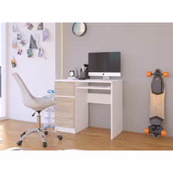 AKORD Furniture Factory IP0PBIUBIASONPIKSLEW scrivania per computer Bianco, Colore quercia - Vista aggiuntiva 6