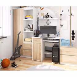 AKORD Furniture Factory IP0PJAYBIASON scrivania per computer Bianco, Colore quercia - Vista aggiuntiva 5