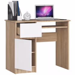 AKORD Furniture Factory IP0PBIUSONBIAPIKSLEW scrivania per computer Bianco, Colore quercia
