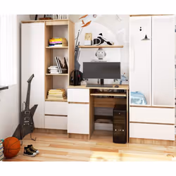 AKORD Furniture Factory IP0PBIUSONBIAPIKSLEW scrivania per computer Bianco, Colore quercia - Vista aggiuntiva 5